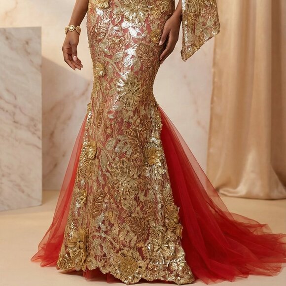 ⚜👑Luxury Couture Designer Party Prom Wedding Evening Cocktail Runway Gown Dress - Picture 3 of 6